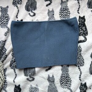 Blue Ribbed Tube Top
